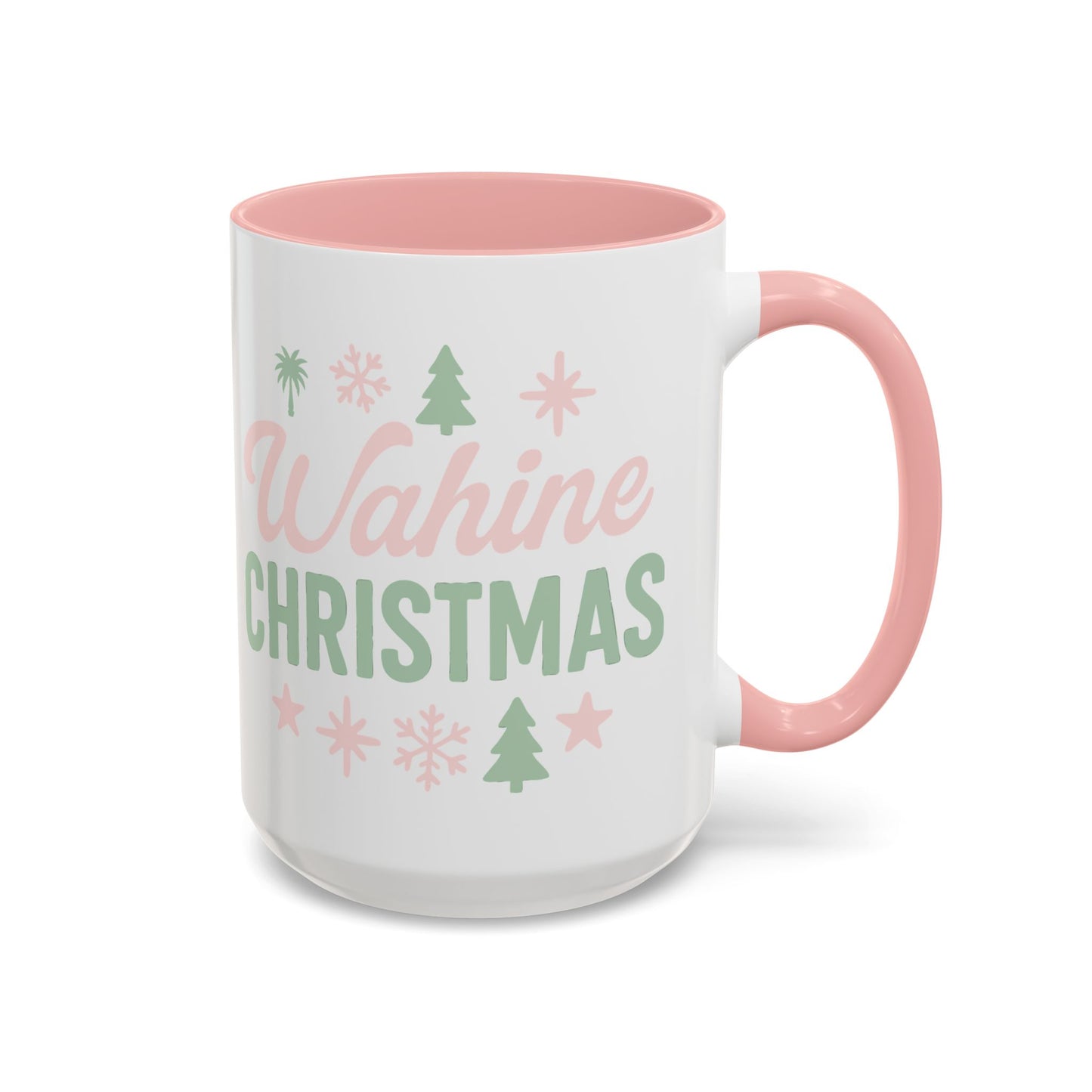 Wahine Christmas Coffee Mug — Pink & Green Holiday Coffee Cup (11/15oz)
