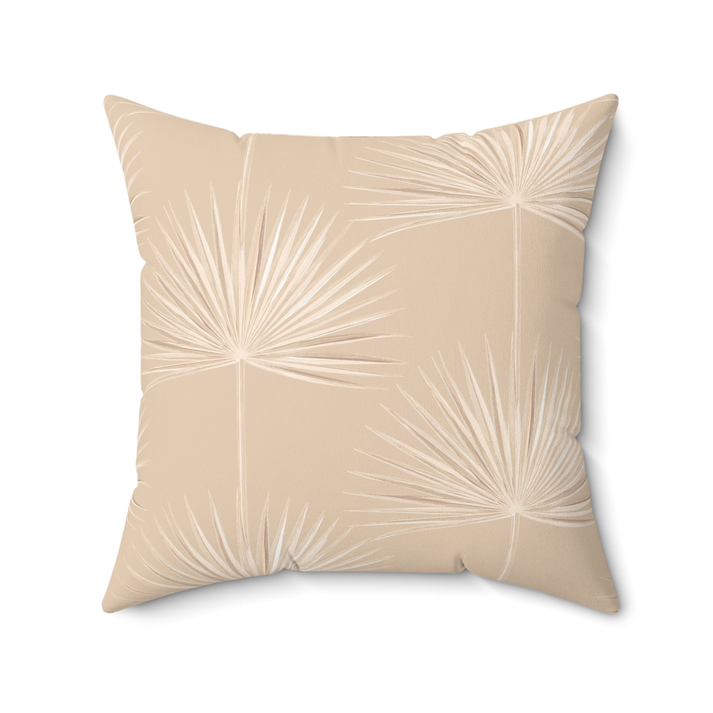 Palm Fan Pattern Faux Suede Pillow Tan