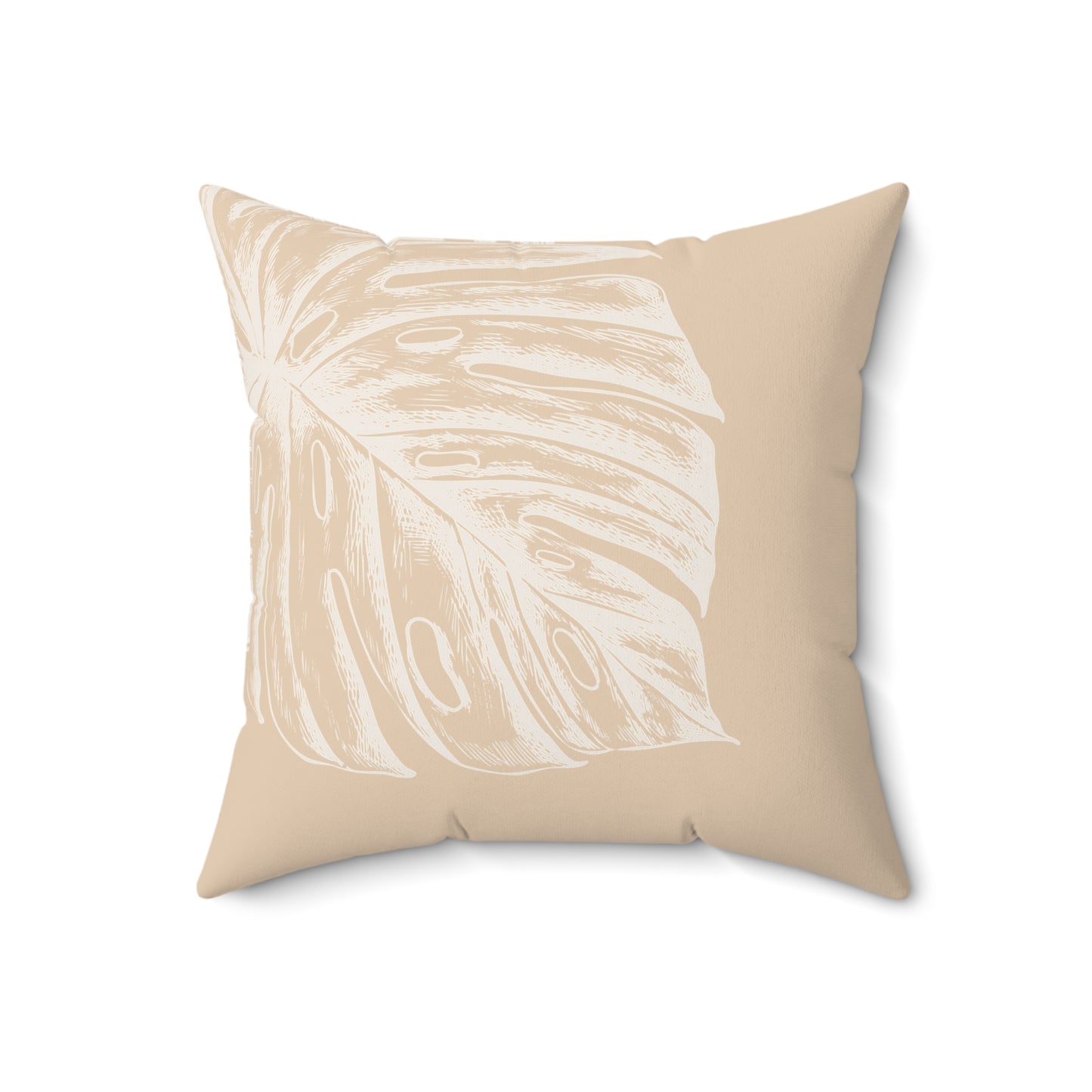 Monstera Faux Suede Pillow Tan