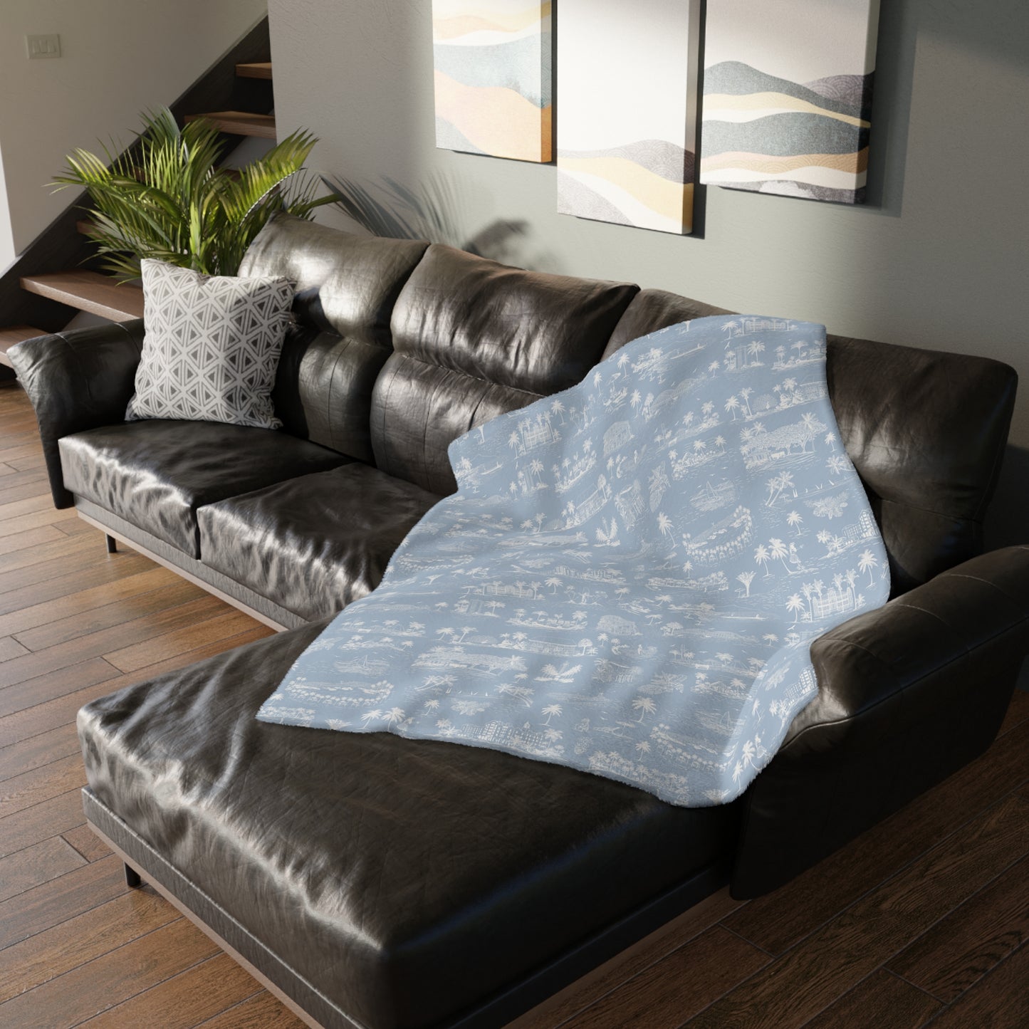 Monstera Oahu Velveteen Microfiber Blanket