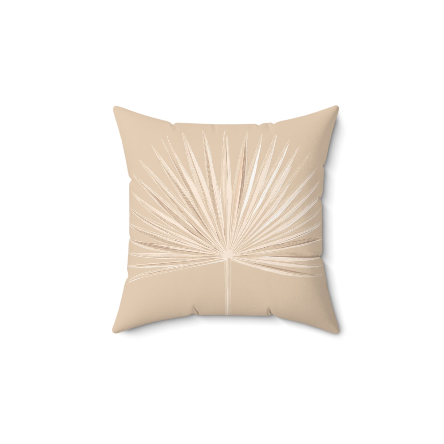 Single Palm Fan Pattern Faux Suede Pillow Tan