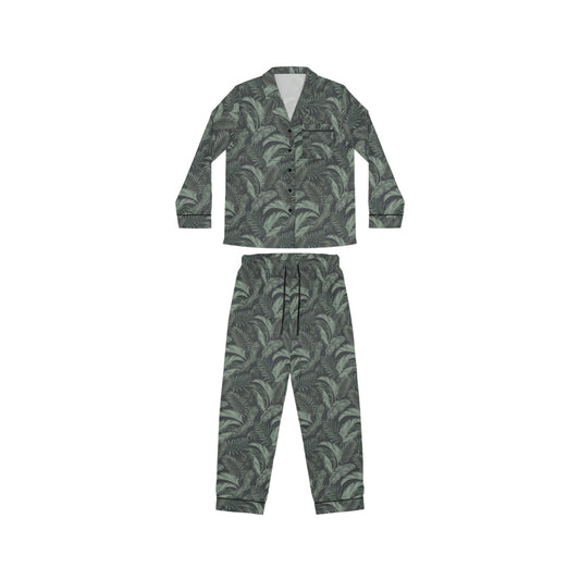 Faded Tropical Leaf Women's Satin Pajamas