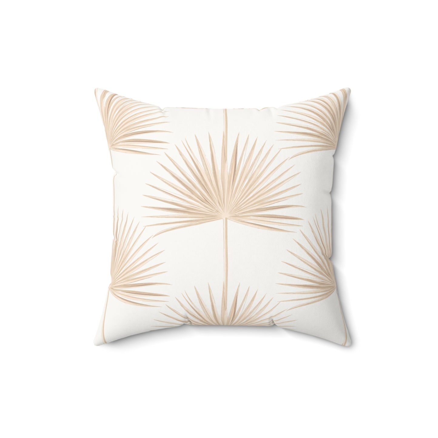 Tan Palm Fan Pattern Faux Suede Pillow