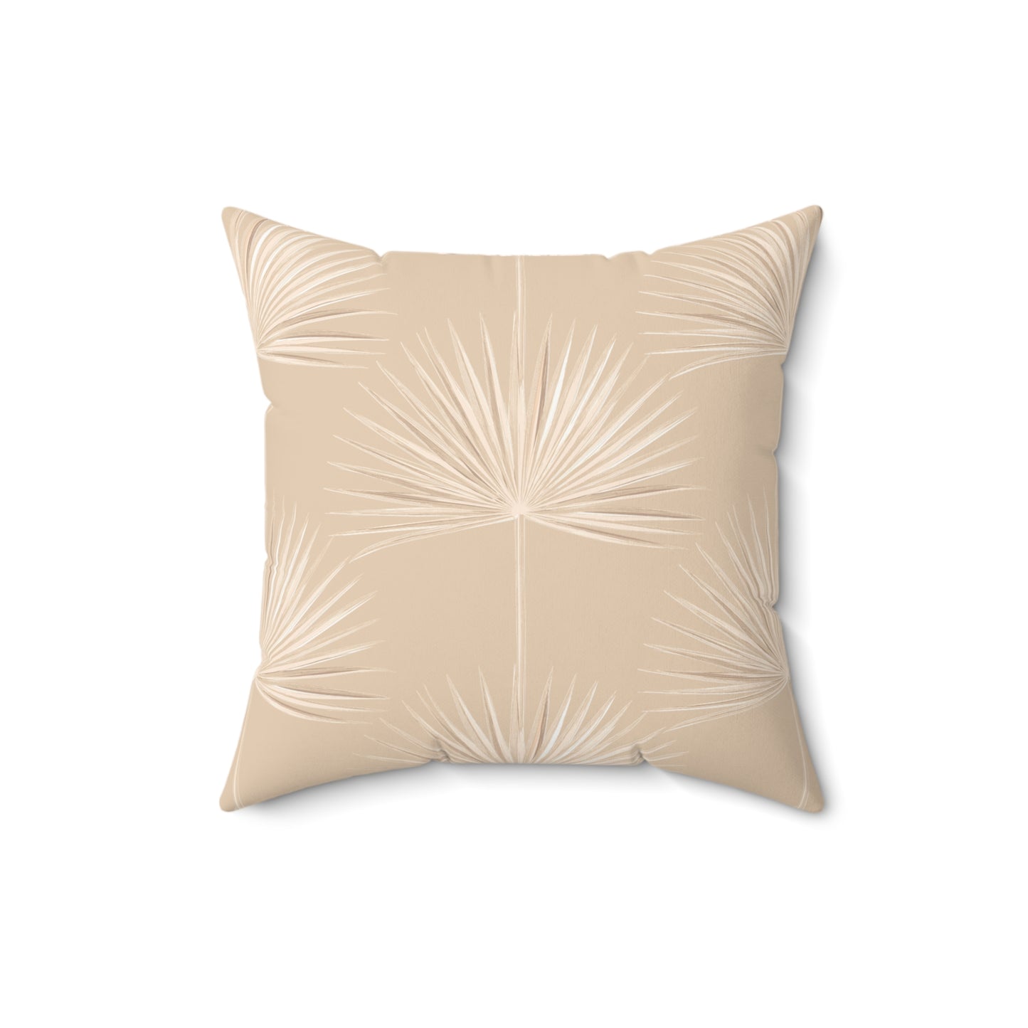 Palm Fan Pattern Faux Suede Pillow Tan