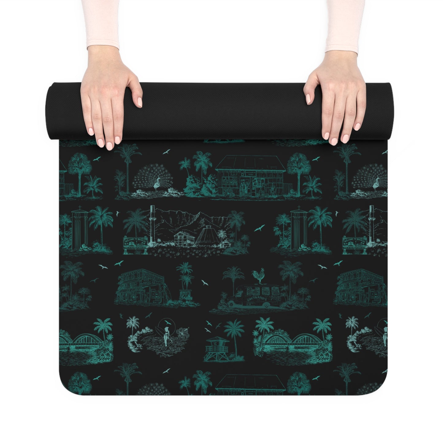 North Shore Eco-Friendly Rubber Yoga Mat black teal