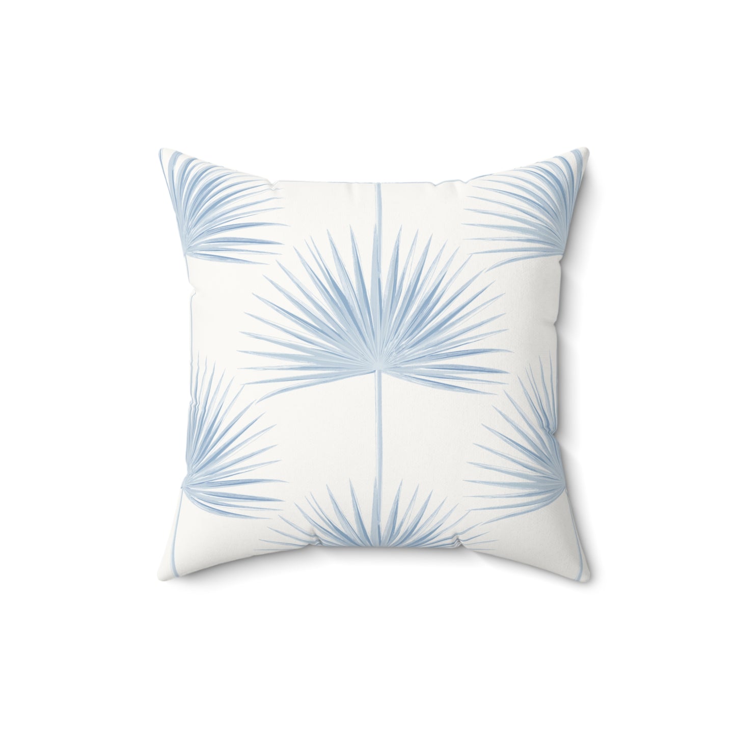 Palm Fan Pattern Faux Suede Pillow Light Blue