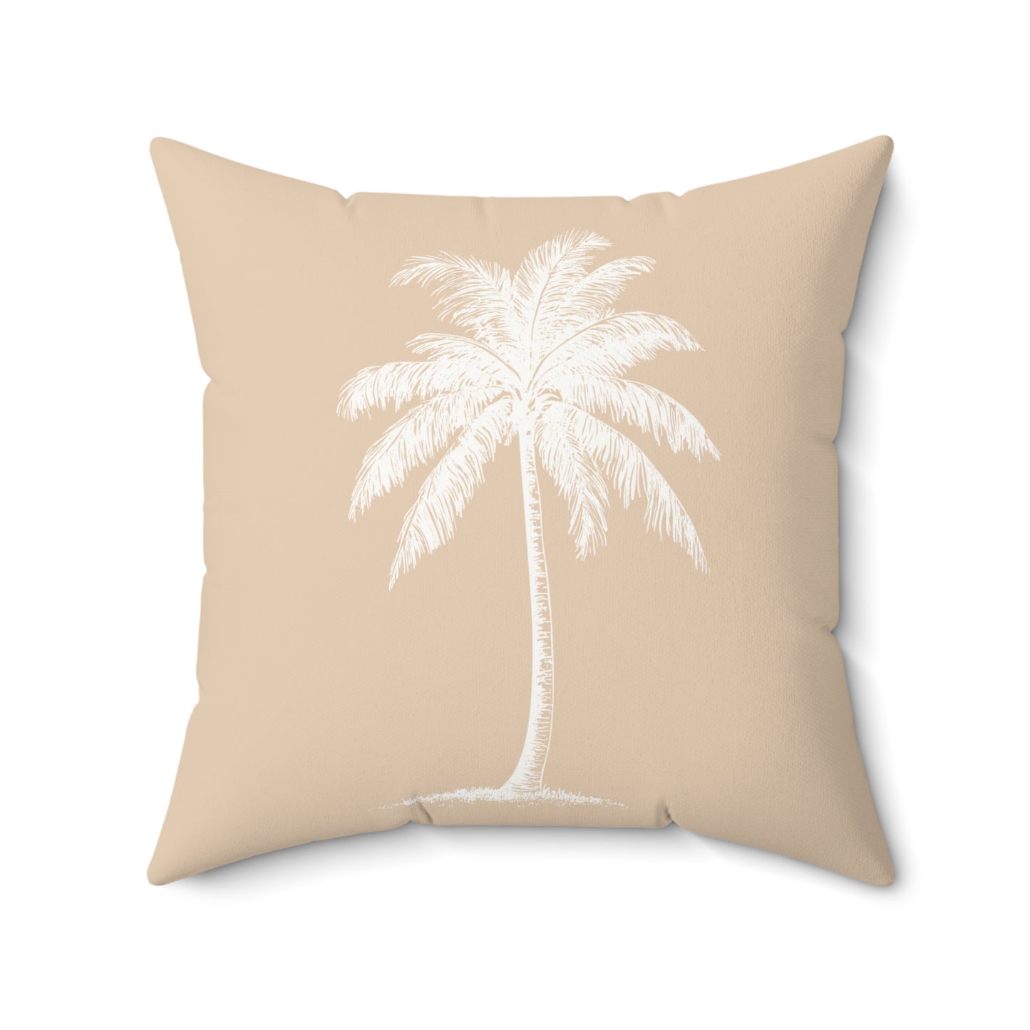 Hula Girl Palm Faux Suede Pillow Tan