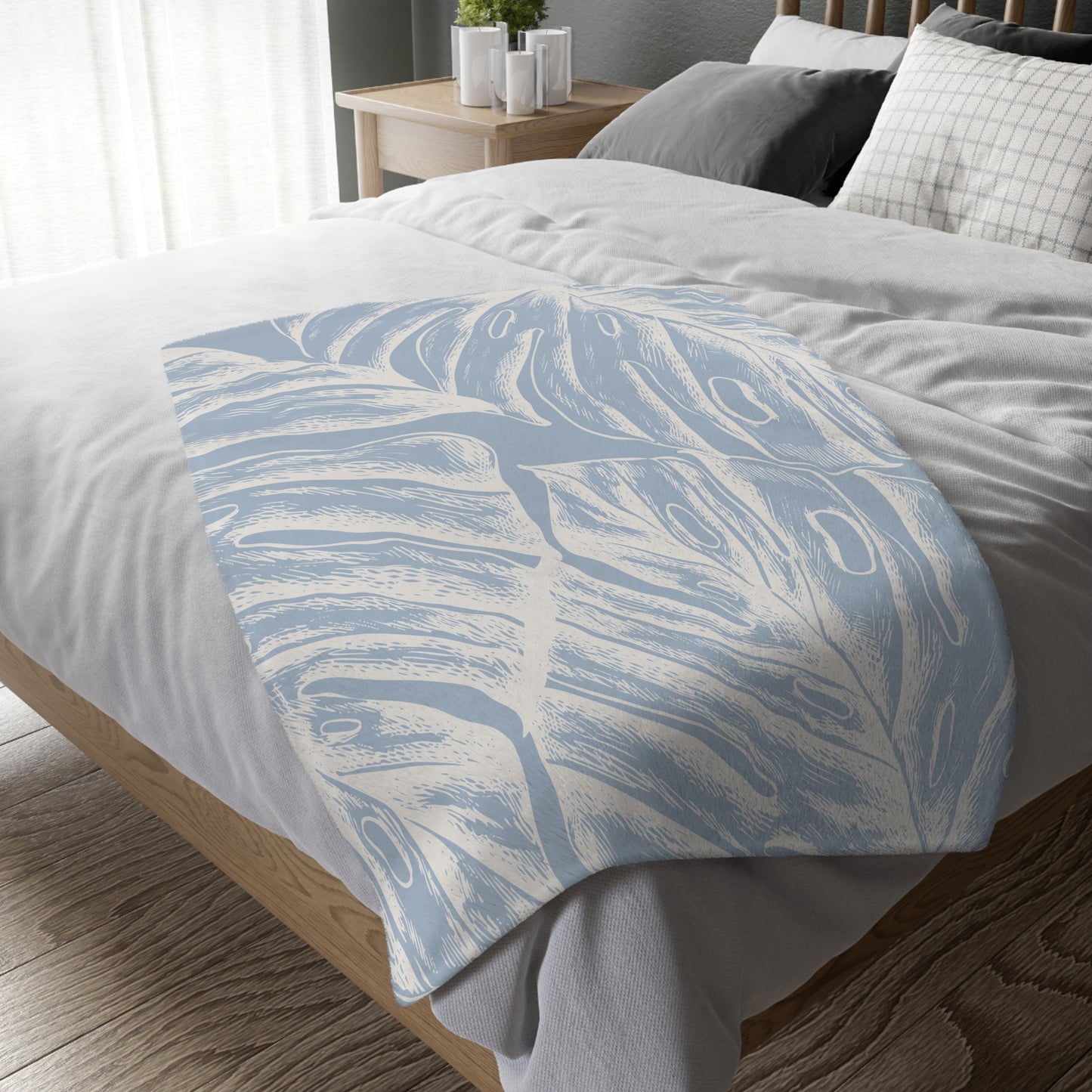 Monstera Oahu Velveteen Microfiber Blanket