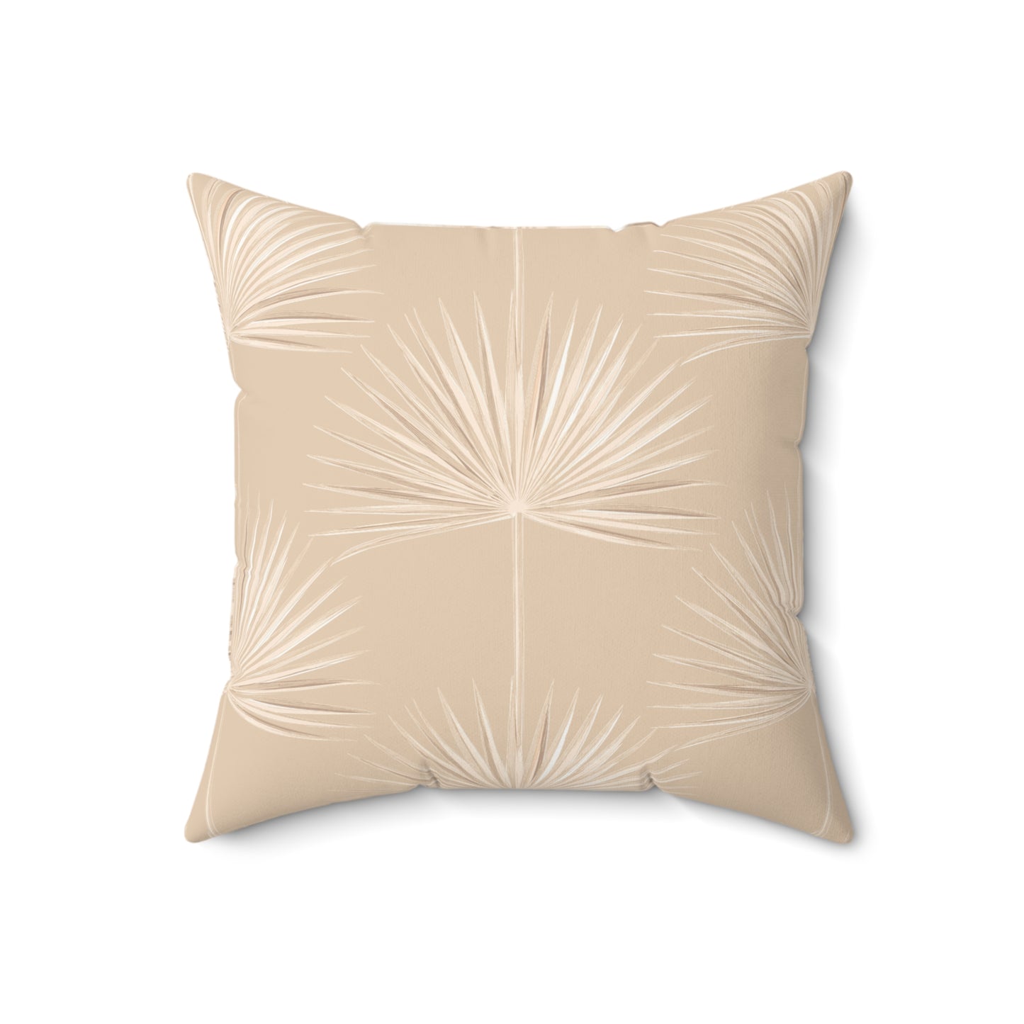 Palm Fan Pattern Faux Suede Pillow Tan