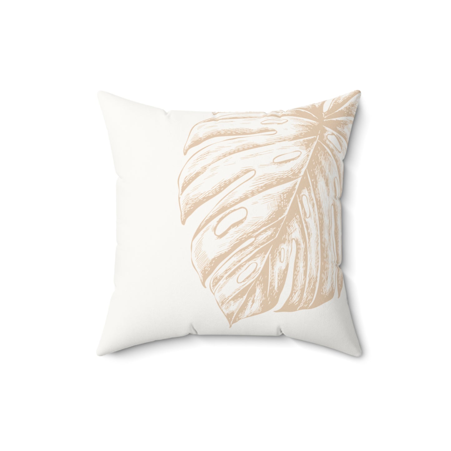 Tan Palm Monstera Faux Suede Pillow