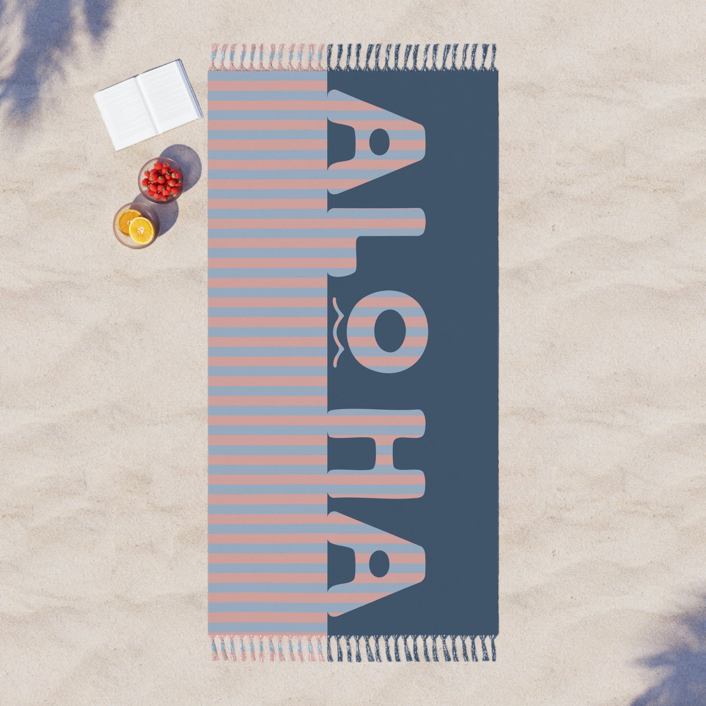 Stripe Aloha Beach Cloth Towel Pink