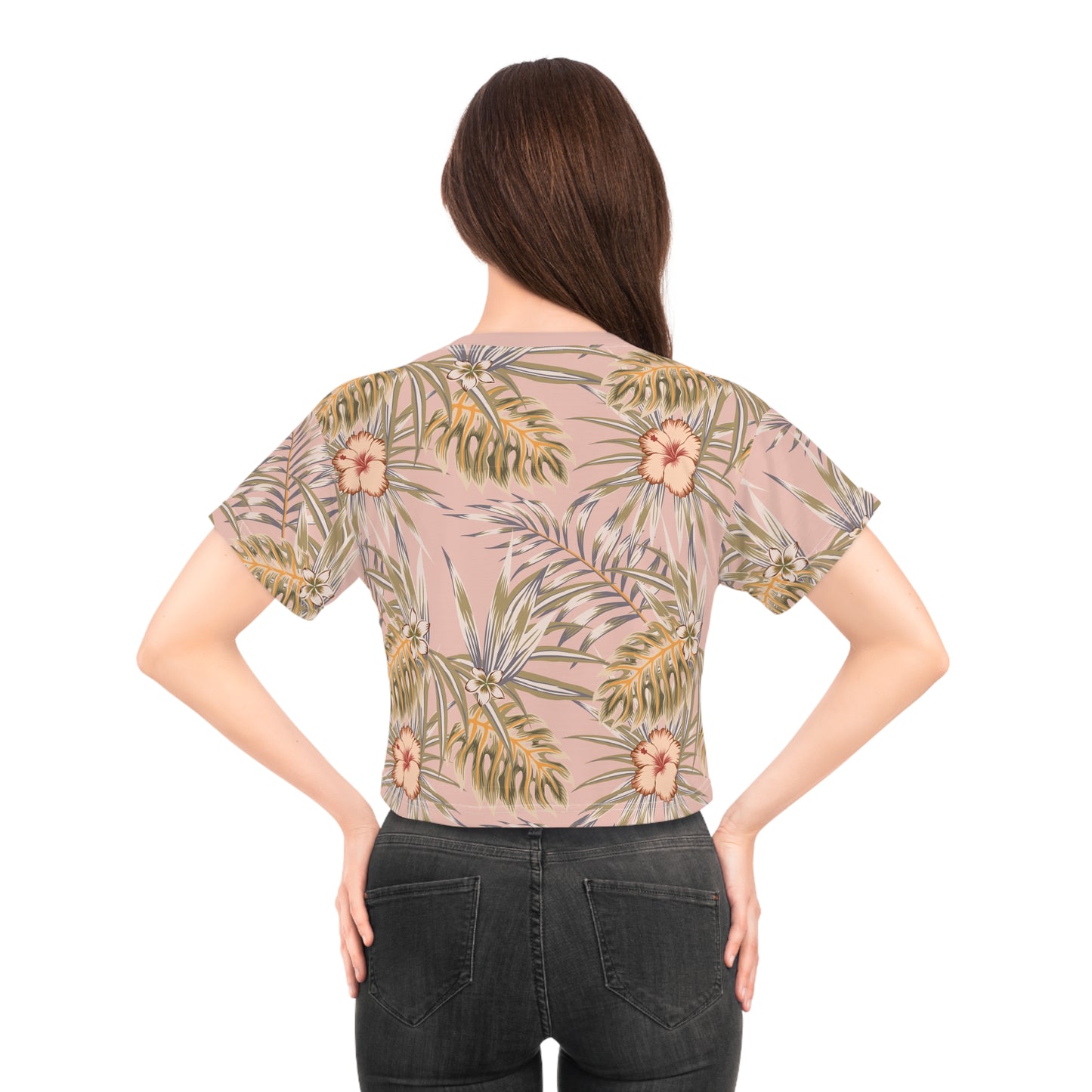 Tropical Pink Hibiscus Crop Tee