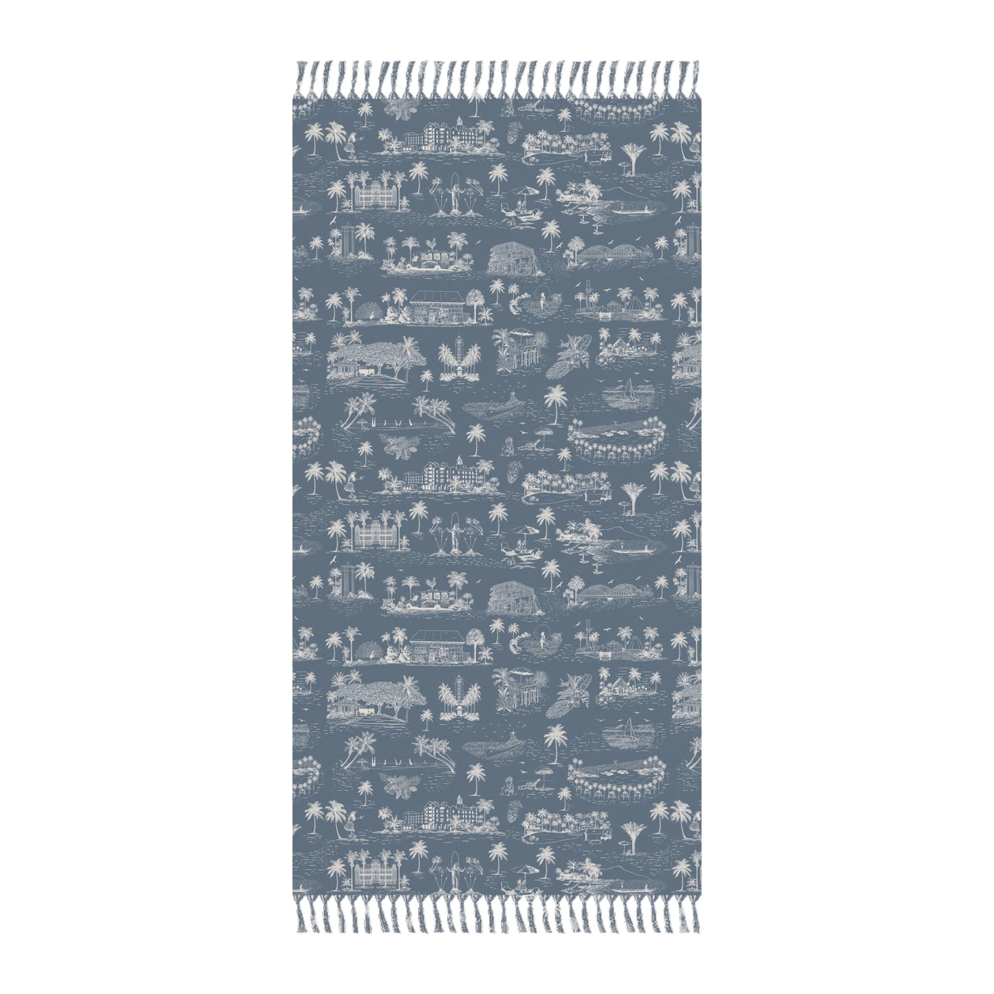 Oahu Boho Beach Cloth Towel Blue