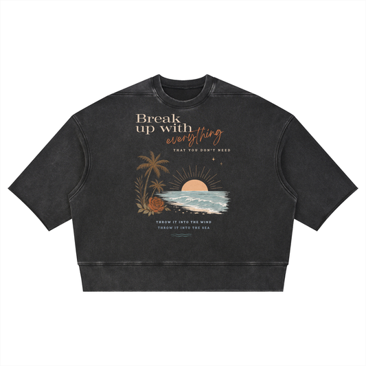 Break up Boxy Raw Edge T-Shirt