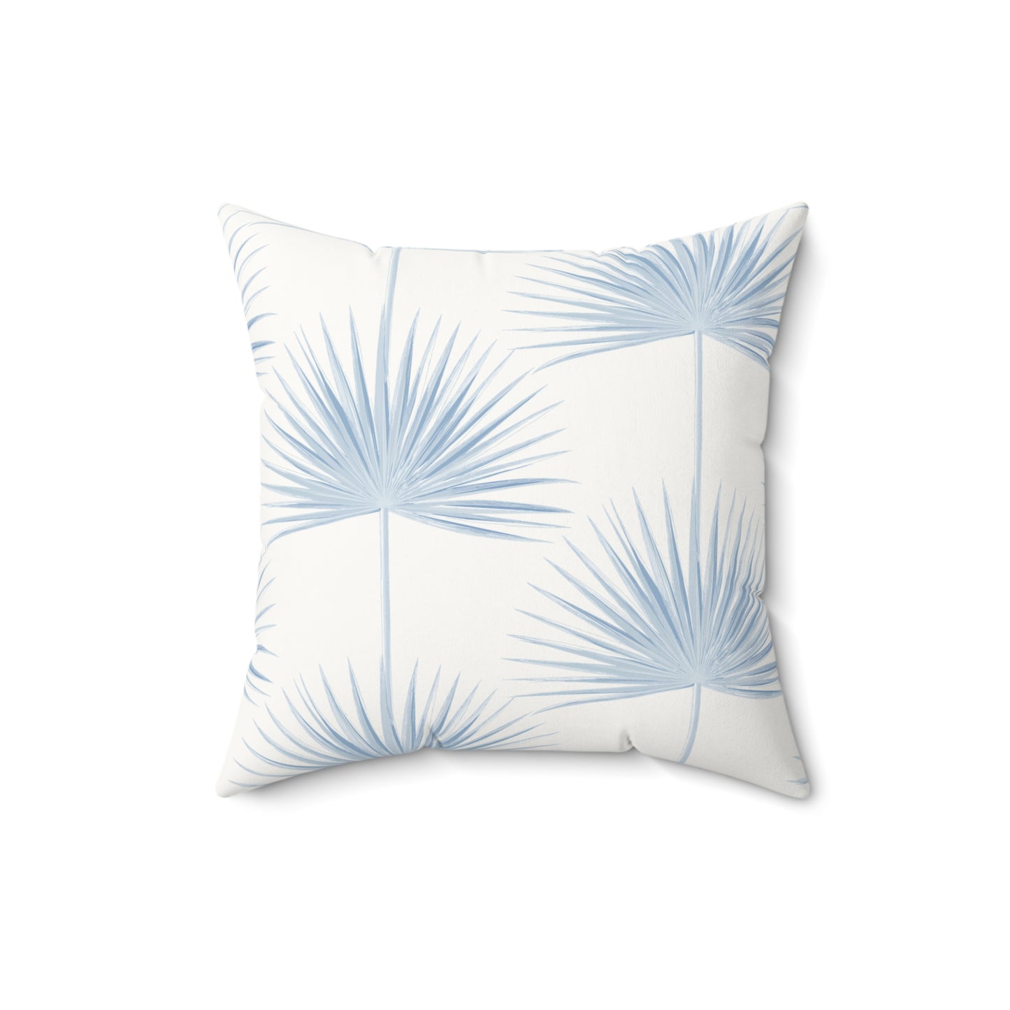 Palm Fan Pattern Faux Suede Pillow Light Blue