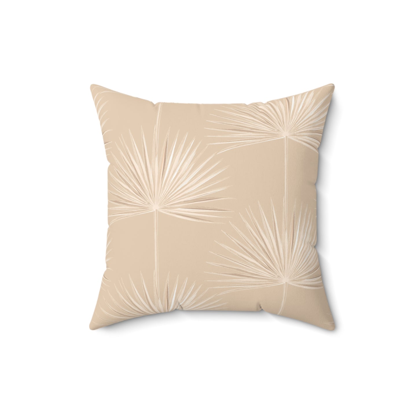 Palm Fan Pattern Faux Suede Pillow Tan