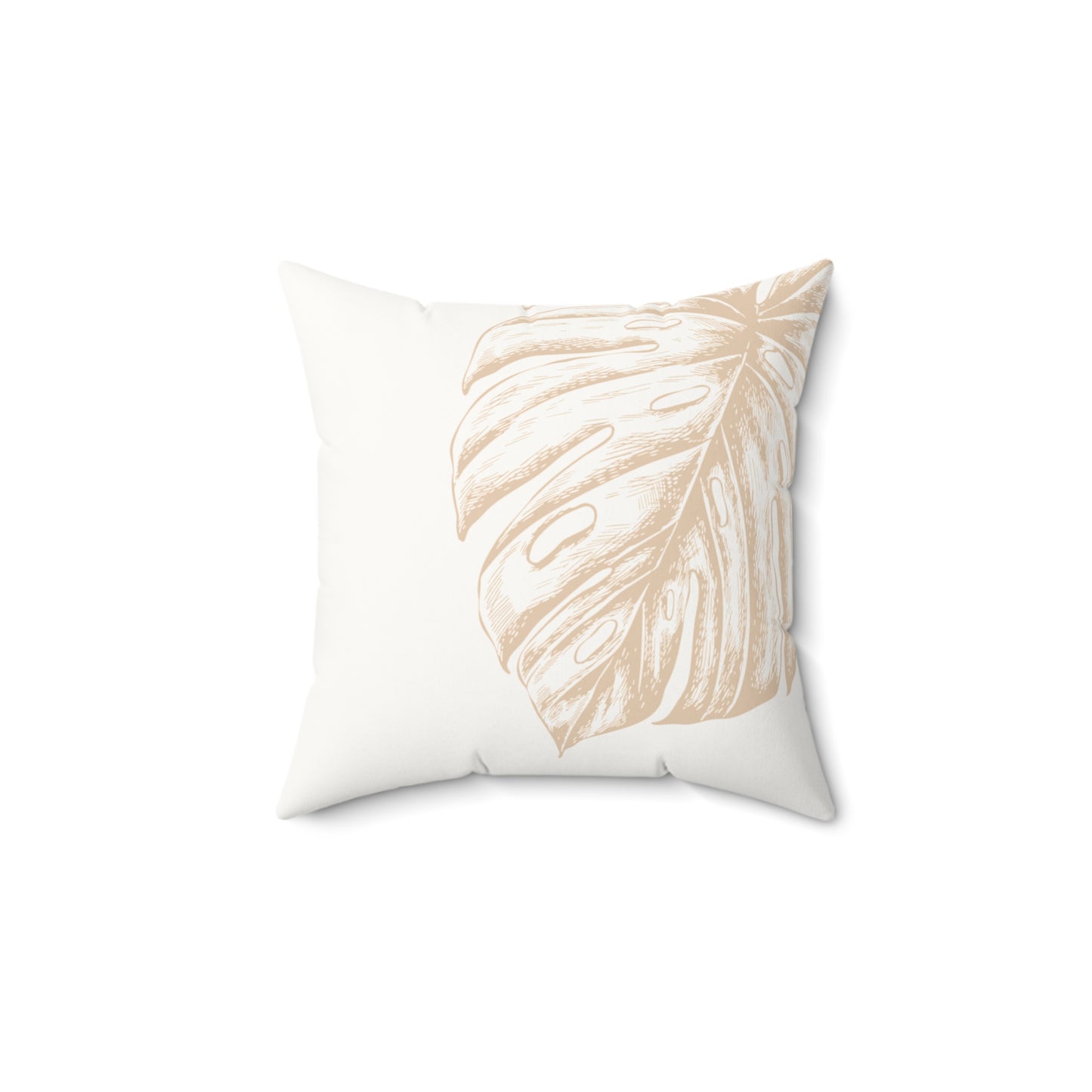 Tan Palm Monstera Faux Suede Pillow