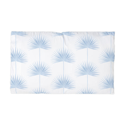 Fan Palm Fan Microfiber Pillowcase White/Blue