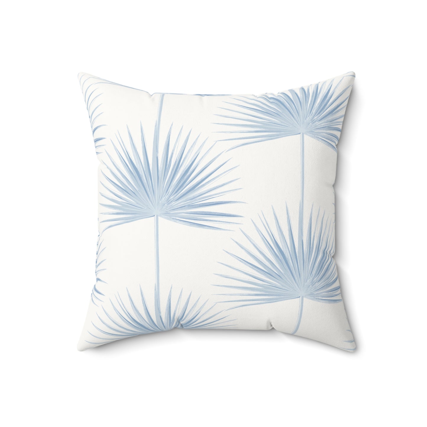 Palm Fan Pattern Faux Suede Pillow Light Blue