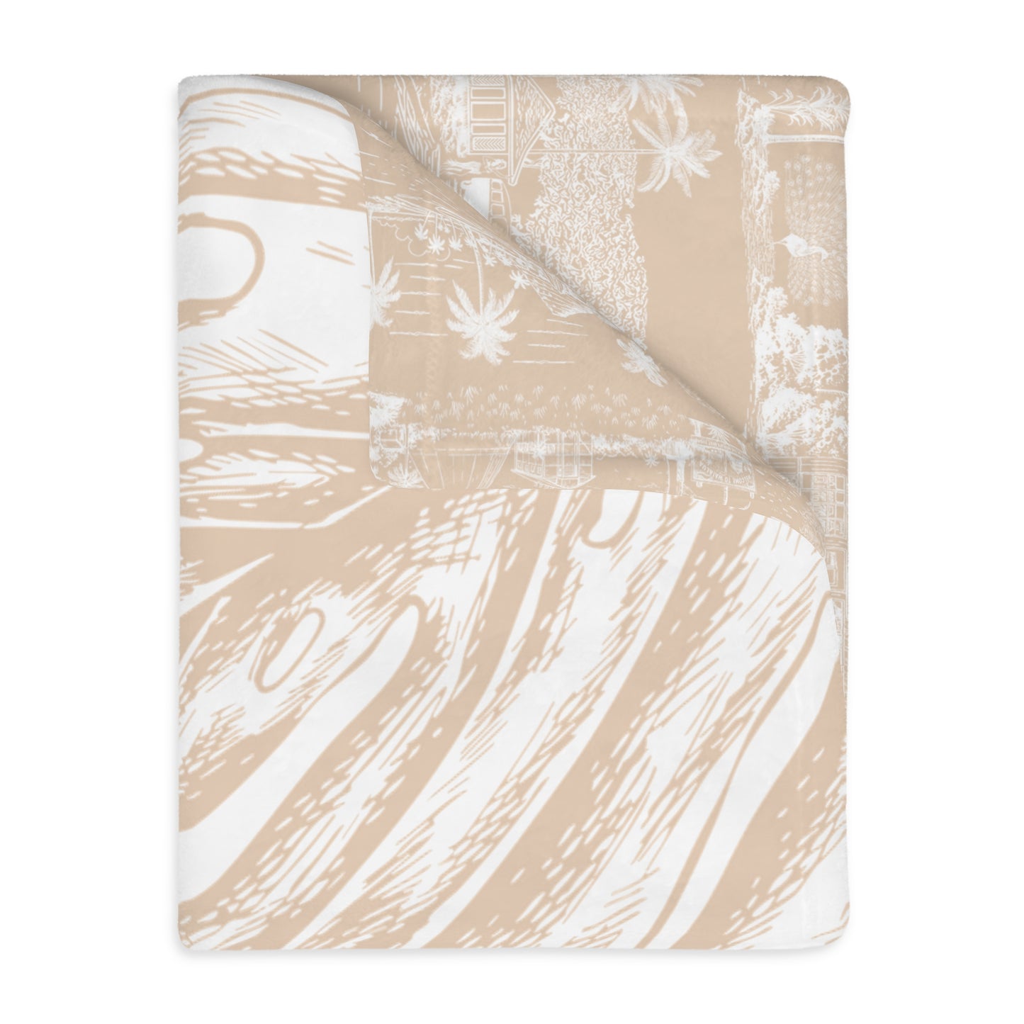 Monstera Oahu Tan Oahu Velveteen Microfiber Blanket