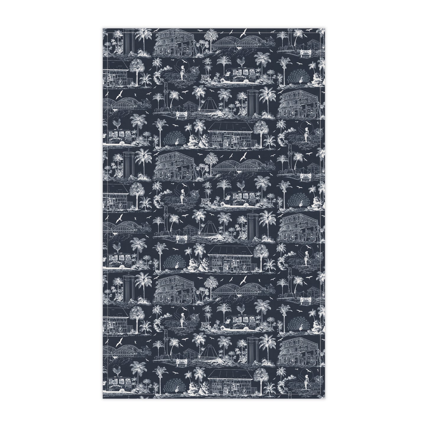 North Shore Tropical Linen Tea Towels dark blue