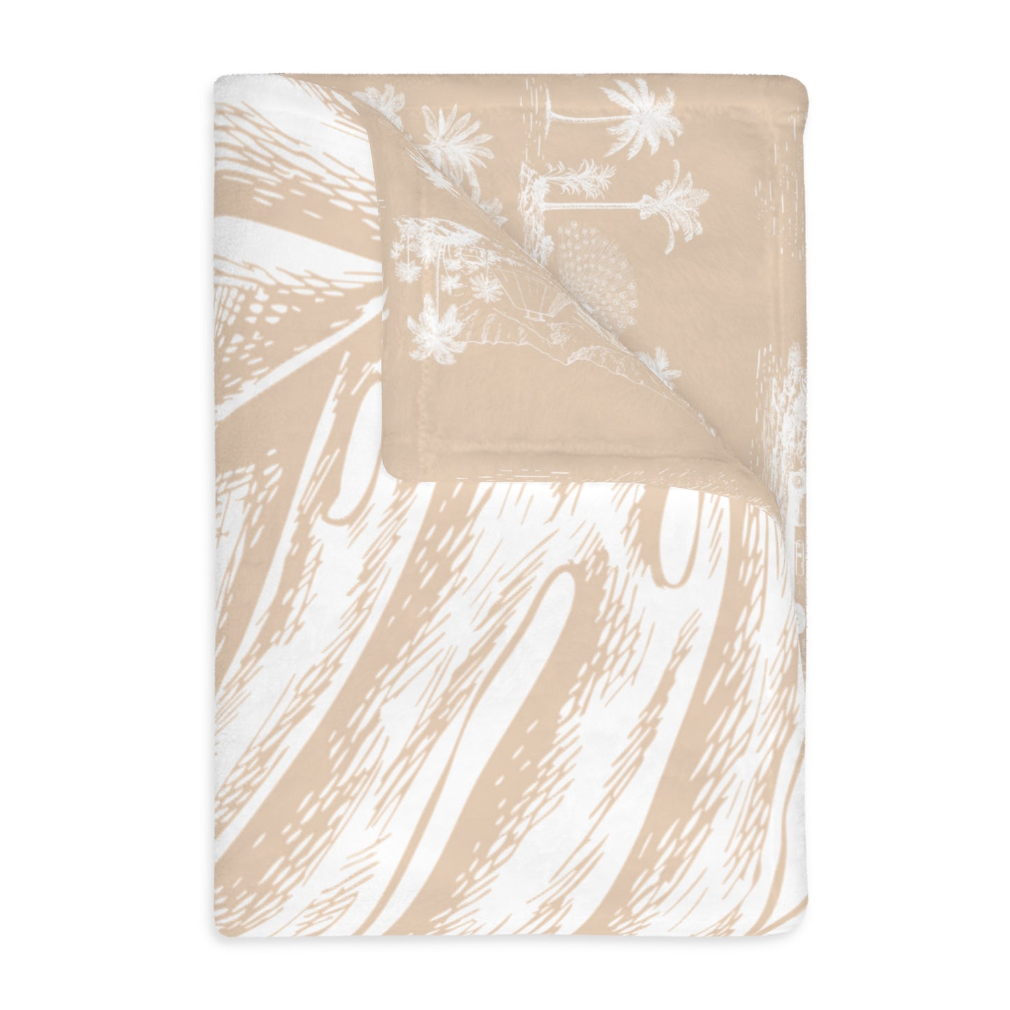 Monstera Oahu Tan Oahu Velveteen Microfiber Blanket