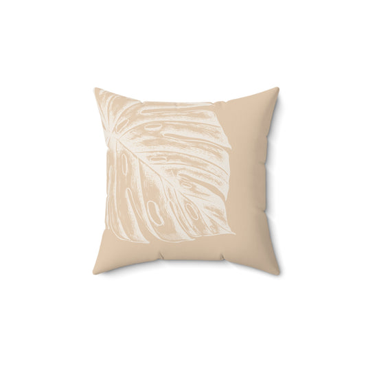 Monstera Faux Suede Pillow Tan