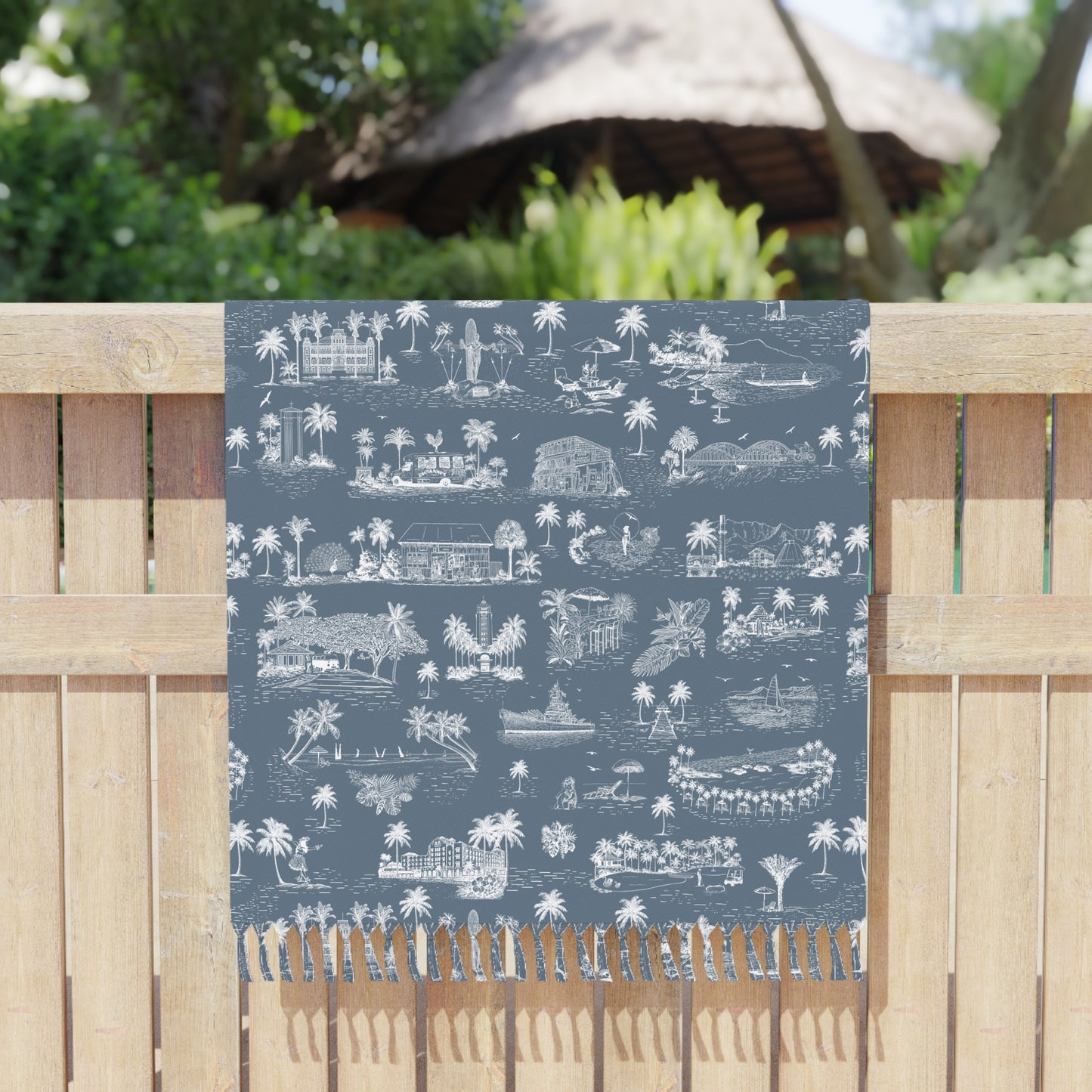 Oahu Boho Beach Cloth Towel Blue