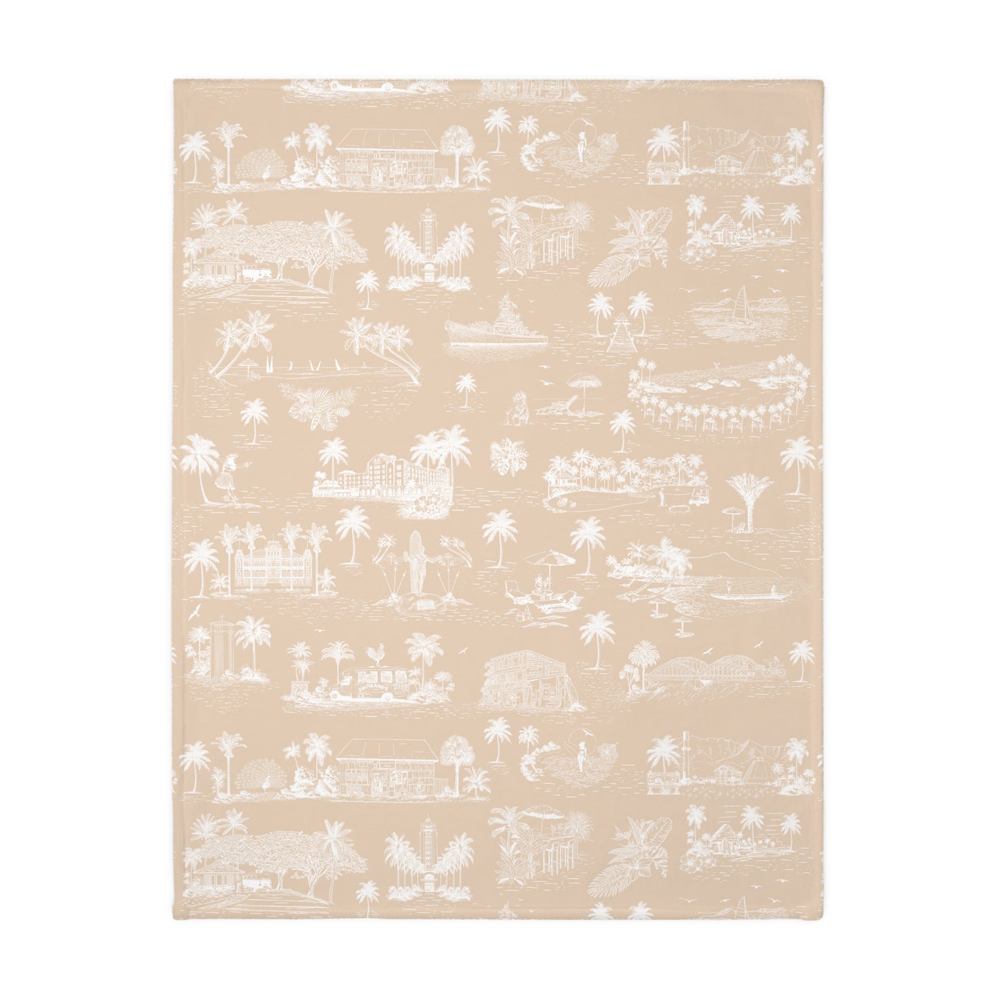 Monstera Oahu Tan Oahu Velveteen Microfiber Blanket