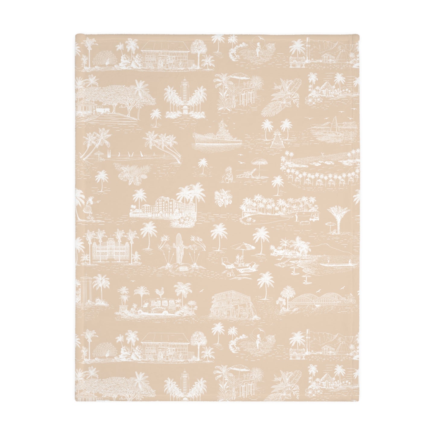 Monstera Oahu Tan Oahu Velveteen Microfiber Blanket