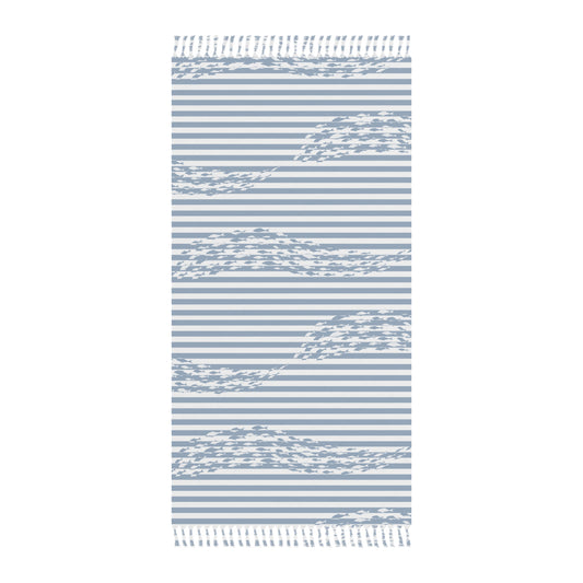 Stripe School of Fish Beach Towel Blue
