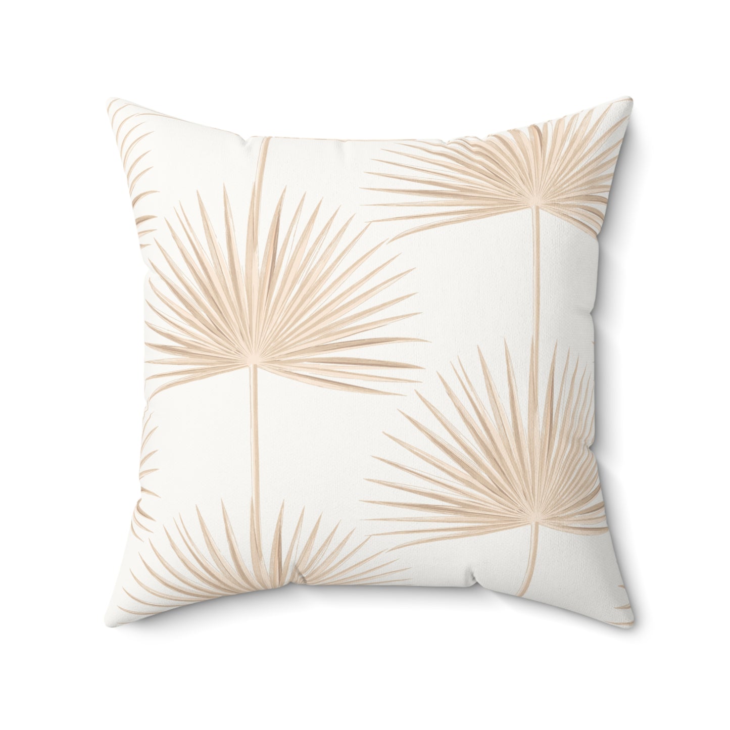 Tan Palm Fan Pattern Faux Suede Pillow