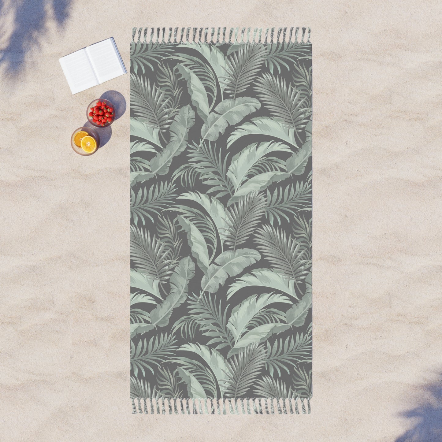 Boho Faded Palm Lightweight Fringe Beach Cloth