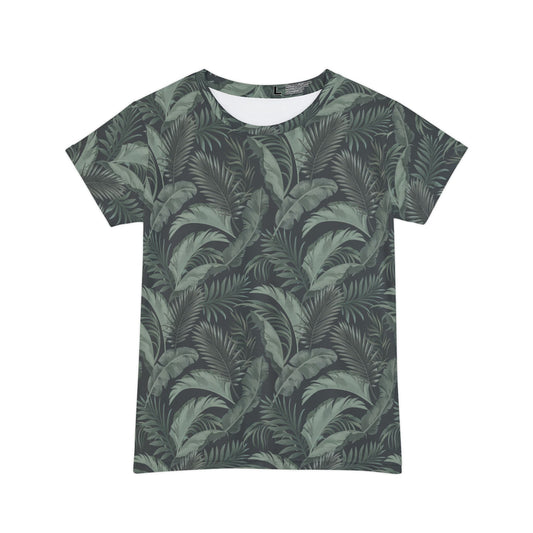 Women's Faded Black Tropical Leaf Shirt