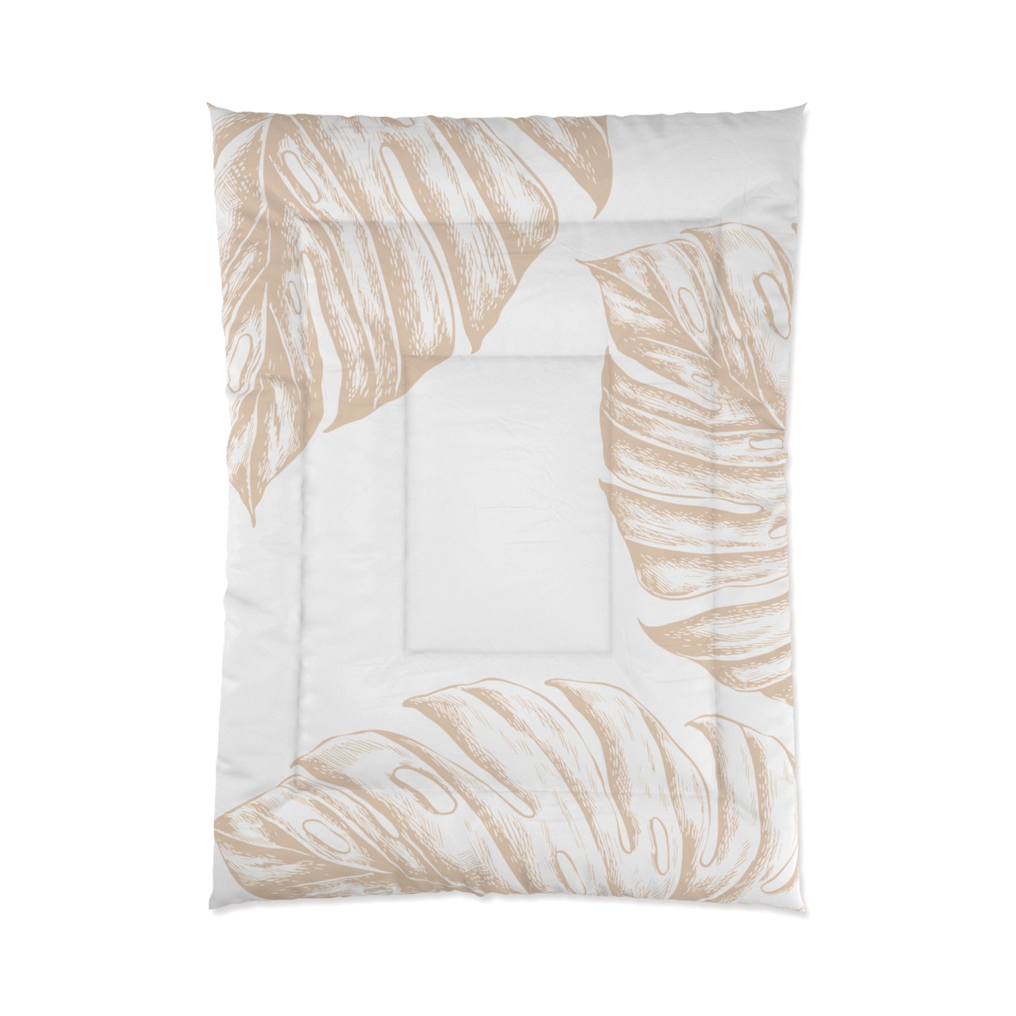 Monstera Comforter Tan