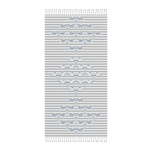 Stripe Iwa Bird Beach Cloth Towel gray