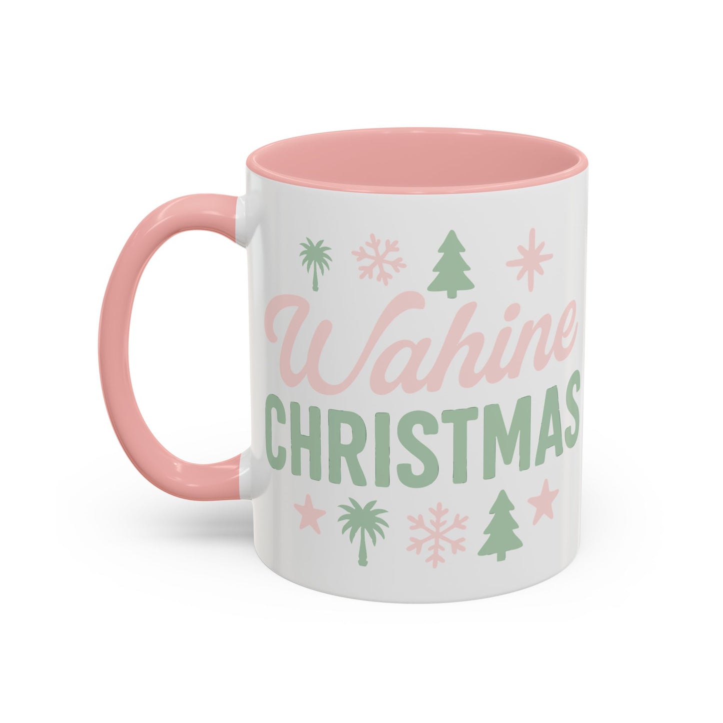 Wahine Christmas Coffee Mug — Pink & Green Holiday Coffee Cup (11/15oz)