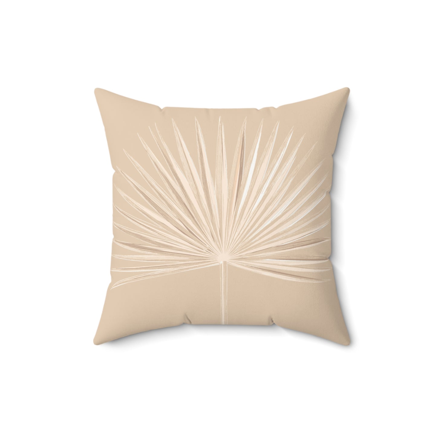 Single Palm Fan Pattern Faux Suede Pillow Tan
