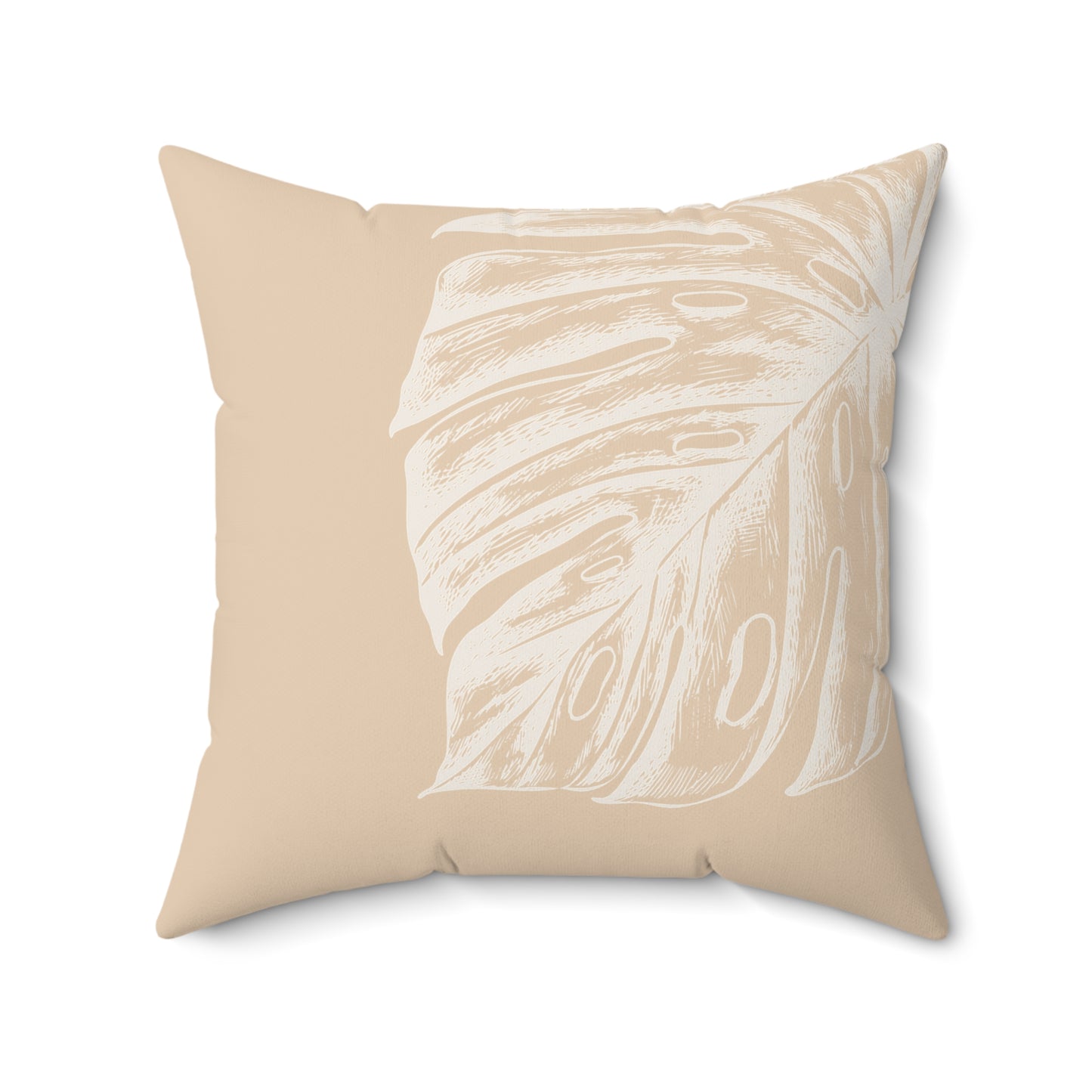 Monstera Faux Suede Pillow Tan