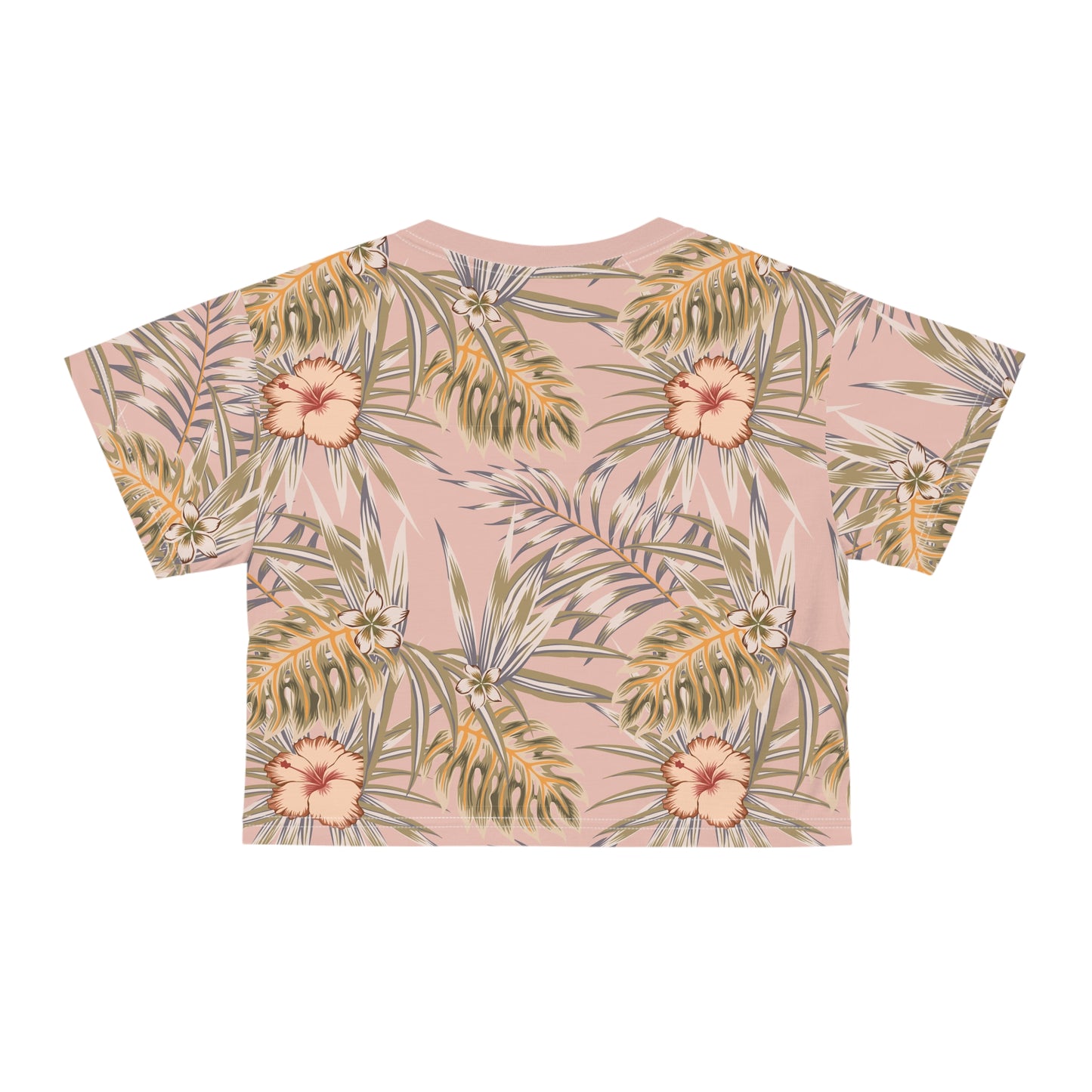 Tropical Pink Hibiscus Crop Tee