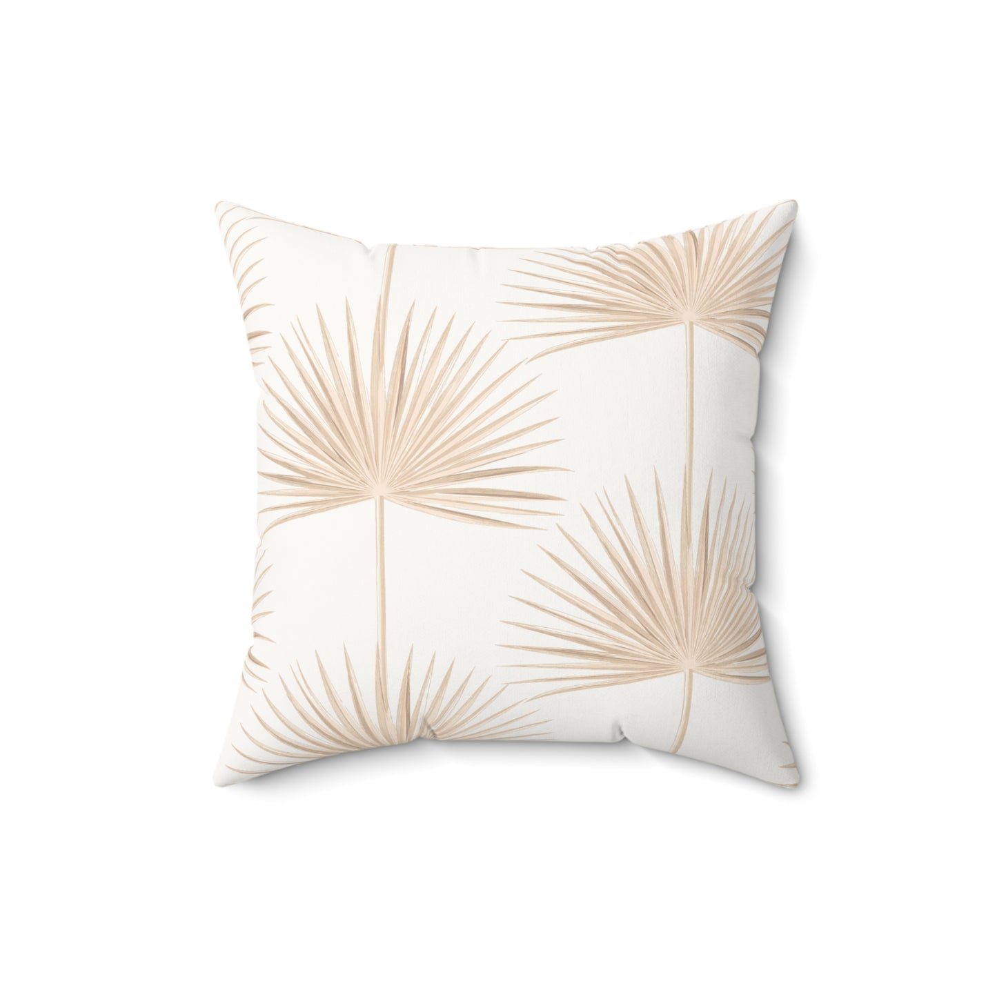 Tan Palm Fan Pattern Faux Suede Pillow