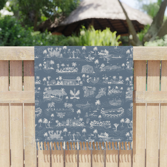 Oahu Boho Beach Cloth Towel Blue