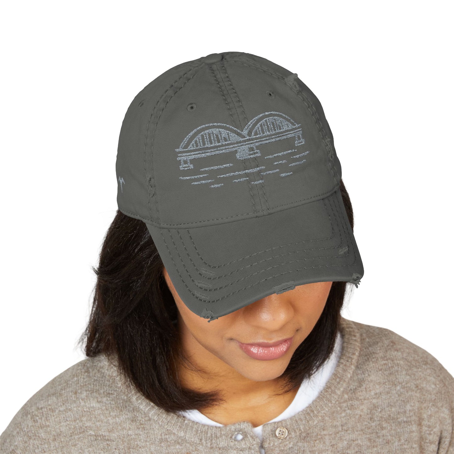 Distressed Rainbow Bridge Embroidered Hat