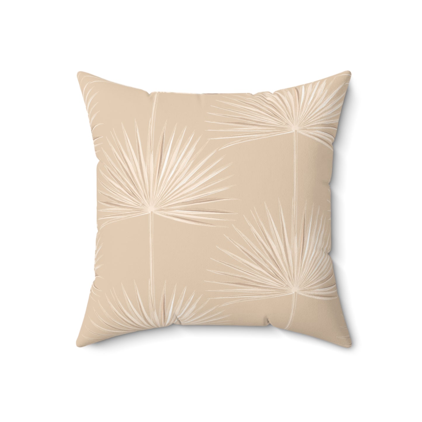 Palm Fan Pattern Faux Suede Pillow Tan