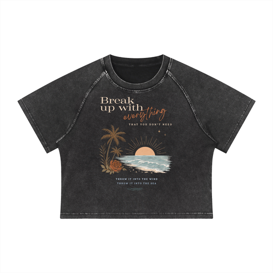 Women's Mineral Wash Break up Crop T-Shirt