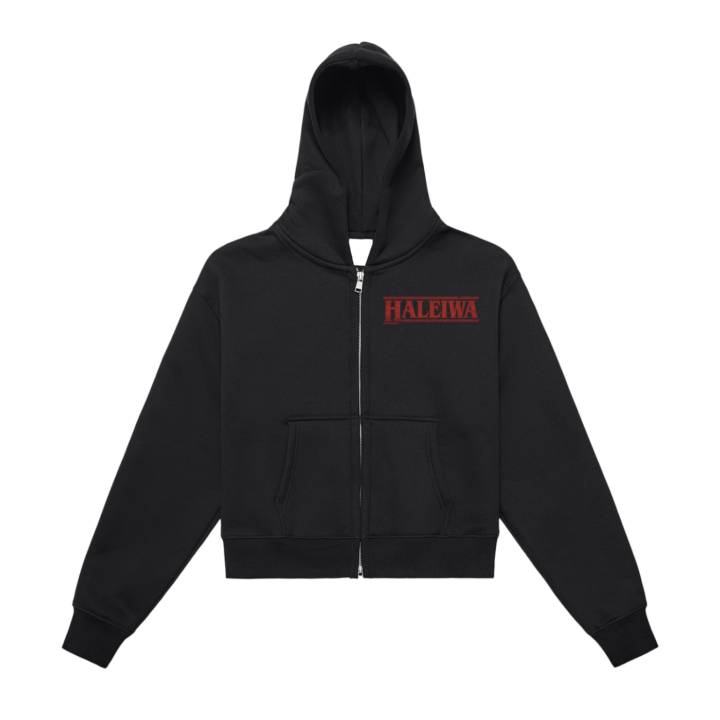 Stranger Haleiwa Fleeced Zip-Up Cropped Hoodie